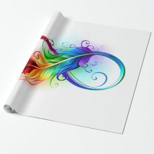 Papel De Presente Símbolo infinito com pena de arco-íris