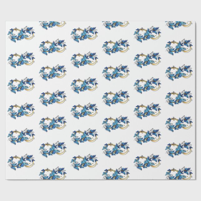 Papel De Presente Símbolo Infinito de Borboletas Azuis Morpho (Aberto)