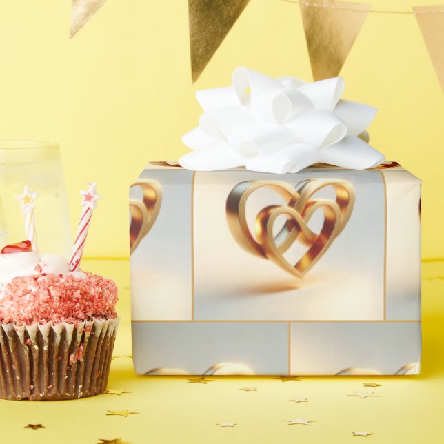 Papel De Presente Símbolo Infinito e Coração do ouro (Festa de aniversário)