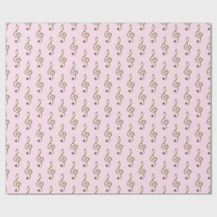 Papel De Presente Símbolo Musical Clef Típico Cor-de-Rosa Pálido