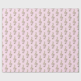 Papel De Presente Símbolo Musical de Clave de Sol Rosa Pálido Amante