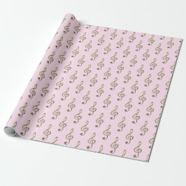 Papel De Presente Símbolo Musical de Clave de Sol Rosa Pálido Amante