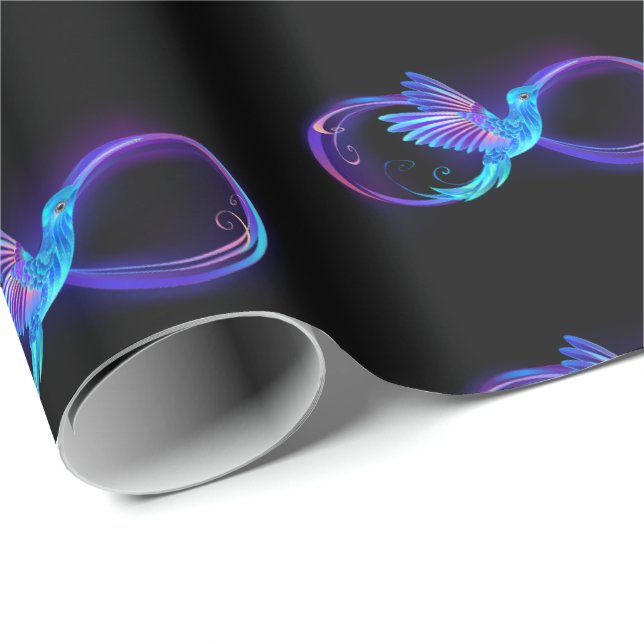 Papel De Presente Símbolo Neon Infinity com Hummingbird brilhante (Ponta do rolo)