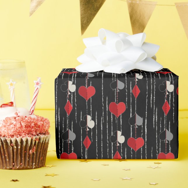 Papel De Presente Símbolos de cartas de pôquer. (Festa de aniversário)