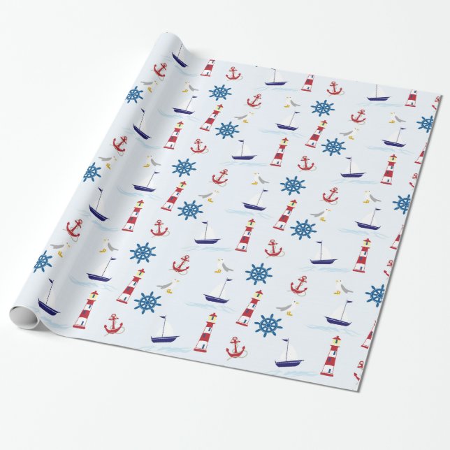 Papel De Presente Símbolos do Mar legal (Desenrolado)