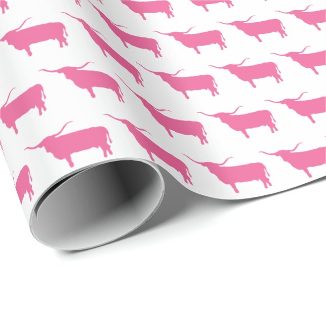 Papel De Presente Símbolos do Texas, Longhorn, azul (Ponta do rolo)