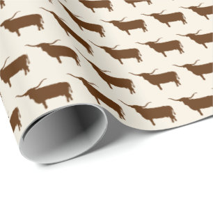 Papel De Presente Símbolos do Texas, Longhorn, marrom