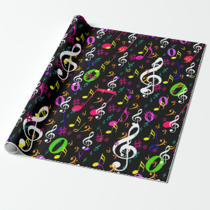 Papel De Presente Símbolos Musicais Design