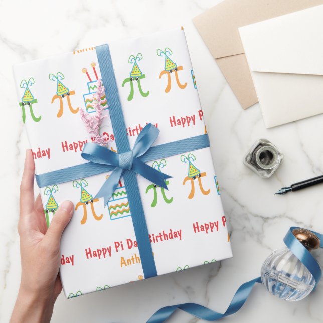 Papel De Presente Símbolos Pi Dia de Aniversário Personalizado Quebr (Presentear)