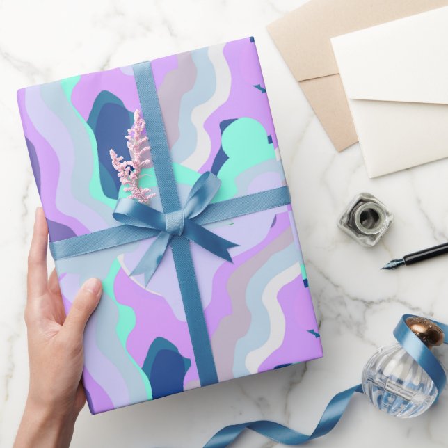 Papel De Presente Simetria de abstrato com Curvas em Fluxo (Presentear)