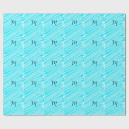 Papel De Presente simple blue whi watercolor lines add your monogram