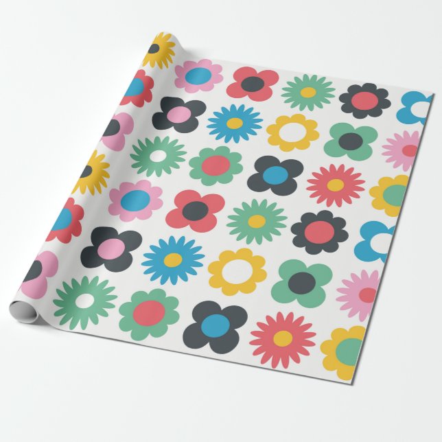 Papel De Presente Simple flower seamless pattern design. Scandinavia (Desenrolado)
