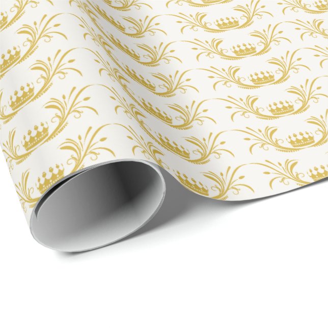 Papel De Presente Simple Gold Floral Wrapping Paper (Ponta do rolo)