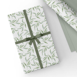 Papel De Presente Simple Green Watercolor Leaves Botanical Pattern