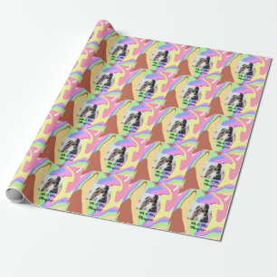 Papel De Presente simple minimal add your name photo pink blue green