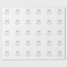 Papel De Presente simple minimal happy new year monogram gray name 