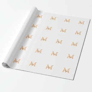Papel De Presente simples adicionar nome monograma laranja marrom th