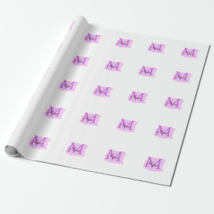 Papel De Presente simples adicione nome monograma rosa vermelho al