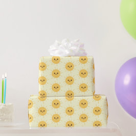 Papel De Presente Simples Amarelo Feliz Sorriso Solar Padrão
