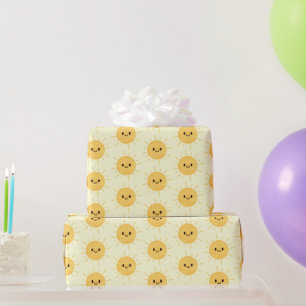 Papel De Presente Simples Amarelo Feliz Sorriso Solar Padrão