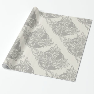 Papel De Presente Simples Art Nouveau Design Floral e Tan