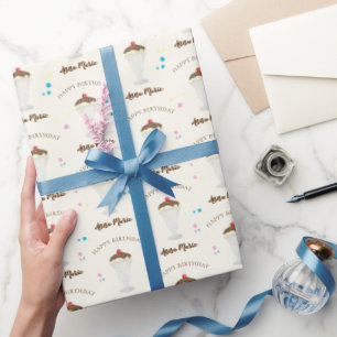 Papel De Presente Simples Bela Noite Colorida Sorvete Doce