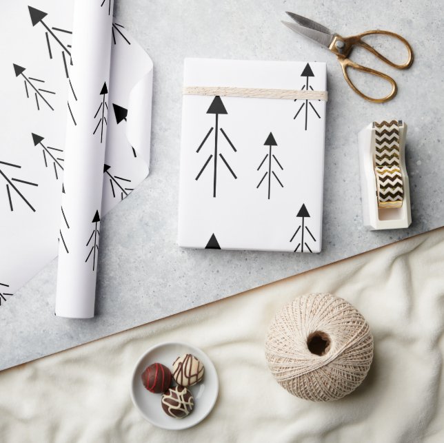 Papel De Presente Simples Black White Merry Christmas Tres Gift (Artesanato)