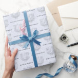 Papel De Presente Simples Cinza White Menorah Happy Hanukkah<br><div class="desc">Por todos os presentes de Chanucá este ano. Este simples padrão menorah em cinzas sobre um fundo branco. As palavras Happy Hanukkah podem ser mudadas. Um na moda para procurar a temporada de férias.</div>