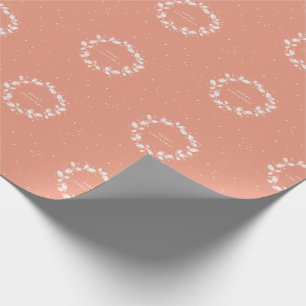 Papel De Presente Simples Coral Moderno Natal Holly Wreath