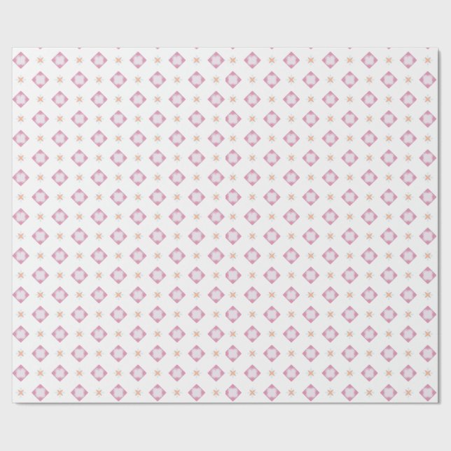 Papel De Presente Simples e elegante padrão branco rosa (Barra)