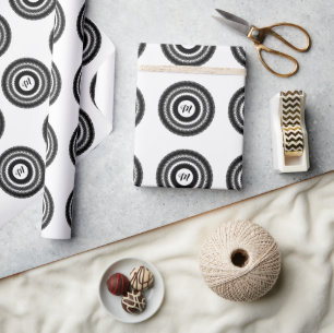 Papel De Presente simples e personalizado BLACK mandala monograma ad