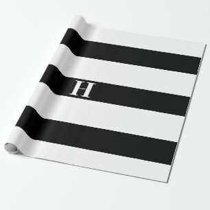 Papel De Presente Simples Elegante - Preto - Stripes Brancas Simples