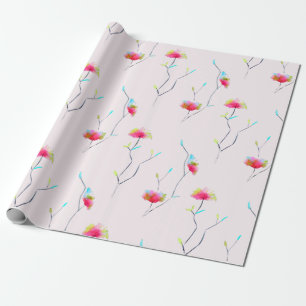 Papel De Presente Simples floral japonês inspirado em rosa abstrato