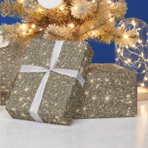Papel De Presente Simples Luxo Dourado Areia Brilhante Glitter