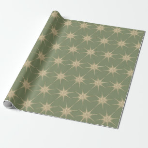 Papel De Presente Simples Natal Verde Dourado de Starburst