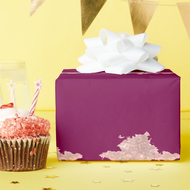 Papel De Presente simples personalizados rosa roxo brilho adicione s (Festa de aniversário)