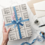 Papel De Presente Simples senhorita para Ecru Ivory Chá de panela<br><div class="desc">Projetado para combinar com nossa coleção botânica rústica. Surpreenda a noiva a ser com um papel de embrulho personalizado. O design apresenta um simples design com um cabeçalho que lê "saudades" da mrs,  delimitado por dois quadrados</div>