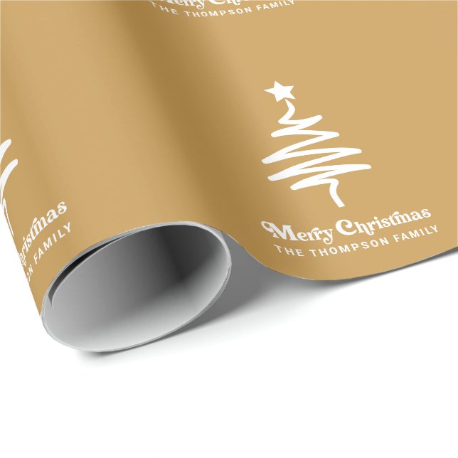 Papel De Presente Simples Trendy Retro Dourado Natal Personalizado (Ponta do rolo)