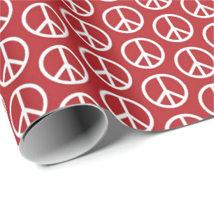 Papel De Presente Sinais de paz no vermelho do feriado