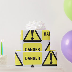 Papel De Presente Sinal de Aviso de Perigo Triângulo Amarelo Exclama