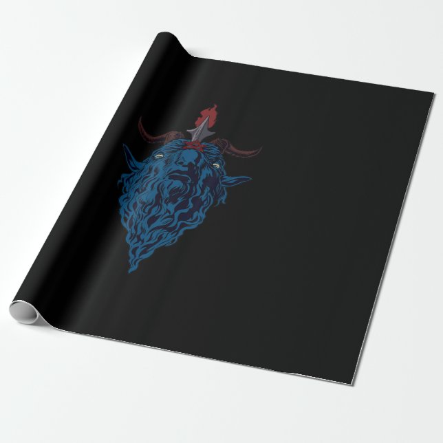 Papel De Presente Sinal De Caprino De Baphomet De Satã  Gótico Escur (Desenrolado)