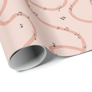 Papel De Presente Sinal de Notas Musicais adicional Rosa