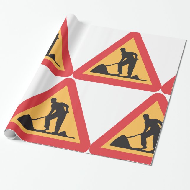 Papel De Presente Sinal de Obras à Frente Sinal de Zona de Construçã (Desenrolado)