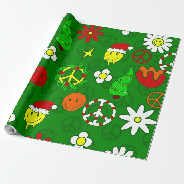 Papel De Presente sinal de paz de natal alegre rosto feliz (Desenrolado)