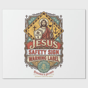 Papel De Presente Sinal de Segurança Jesus Etiqueta de Aviso Sinal d