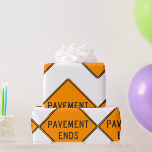 Papel De Presente Sinal de Trânsito de Fim de Pavimento Aviso