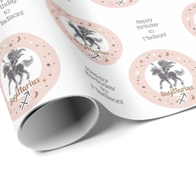 Papel De Presente Sinal de Zodíaco de Texto Personalizado Sagitário (Ponta do rolo)