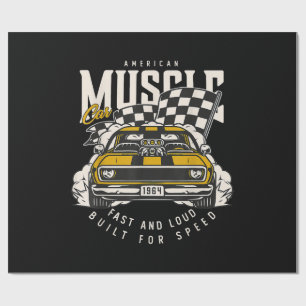 Papel De Presente Sinalizador de Corrida Muscular Americana Vintage