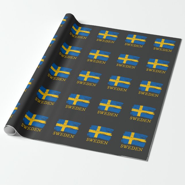Papel De Presente Sinalizador de suecia (Desenrolado)