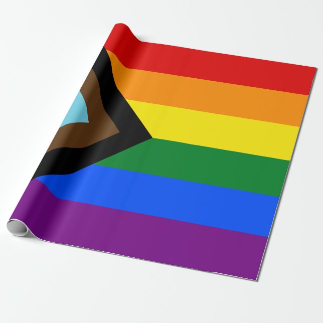 Papel De Presente Sinalizador do Orgulho de Progresso LGBTQ+ (Desenrolado)
